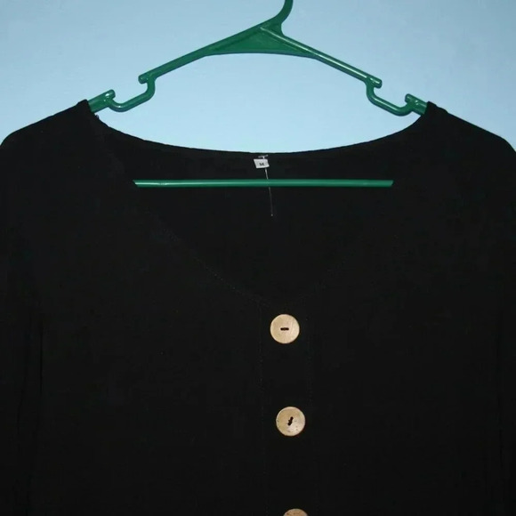 Black Babydoll Dress with Buttons Sized Medium - Picture 4 of 8